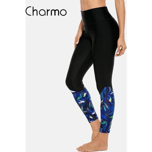 Charmo Womens Long Swimming Tights High Waist Diving Surfing Stretch Pants UPF 50+ Wetsuit Pants