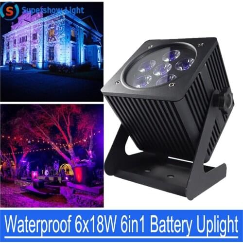 DMX IR Control WiFi Remote Wireless Battery Operated LED PAR Lights 6X18W 6in1 Waterproof IP65 LED Uplighting for Wedding