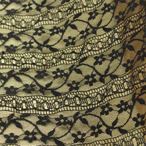 Elastic Black White Vertical Strips Small Floral Hollow Lace Fabric Lace Garment Fabric Bottoming Shirt Accessories Sewing