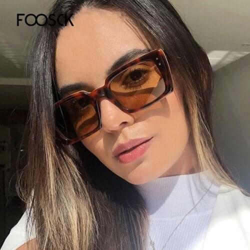 FOOSCK 2021 New Style Fashion Rectangle Women Sunglasses Trendy Shades For Ladies Square Sun Glasses Female UV400