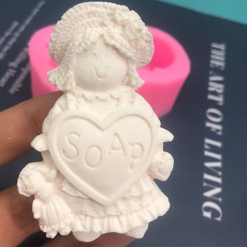 Lovely little girl chocolate mold cake decoration baking tool incense candle plaster mold hand soap mold silicone mould resin