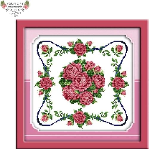 Joy Sunday H086 Free Shipping 14CT 11CT Stamped and Counted Home Decor Red Rose Flower Embroidery DIY Needlepoint Cross Stitch