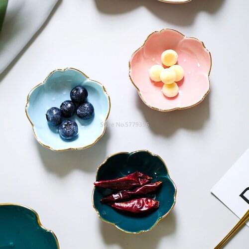 Flower Ceramic Seasoning Dipping Bowl Sakura Ceramic Dish Cherry Blossom Trinket Plate Sauce Dish Flower Bowl for Kitchen
