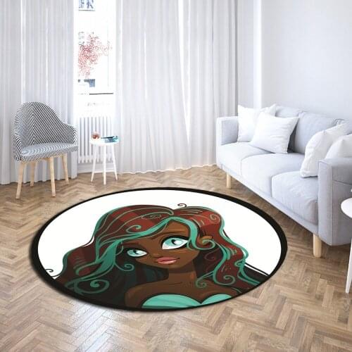 Round Rugs 3d Print Area Rugs Anti Slip Bathroom Mats African Women Carpet Table Mat Bedroom Decor Exotic Style Carpet Drop Ship