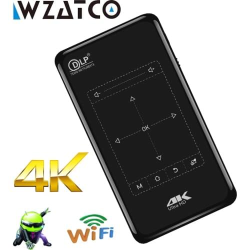 WZATCO P09 DLP MINI Projector 32GB Android 9.0 WIFI,5000mAH Battery Portable Projector support 4K 1080P HD I Proyector Beamer