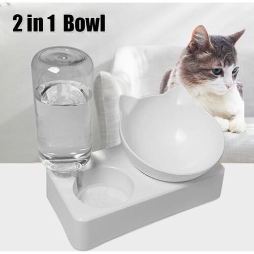 Pet Bowl Automatic Feeder Dog Cat Food Bowl with Water Dispenser Double Bowl Drinking Raised Stand Dish Bowls Comedero Gato