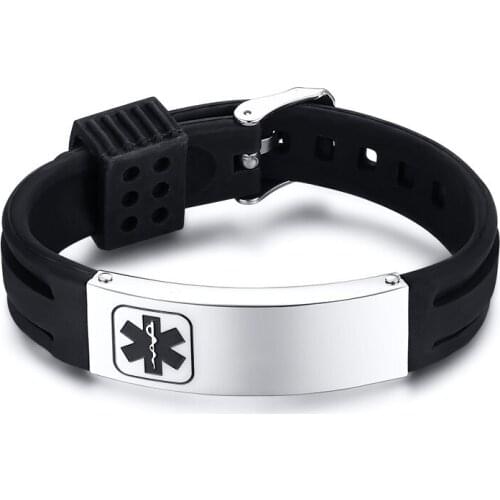 Sports bracelet stainless steel silicone strap bracelet men B00624