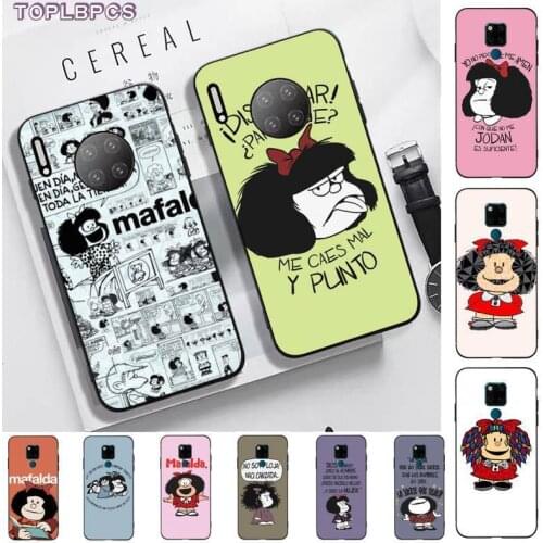 TOPLBPCS Cute girl mafalda New Fun Soft Rubber Phone Cover for huawei mate 9 10 20 30 pro lite X Y5 6 7 9 prime 2019 2018