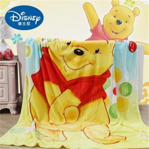 Disney Winnie the Pooh Blanket Polyester Flannel Cartoon Yellow Printing Children Kids Bedroom Decoration Soft Comfort 150X200CM