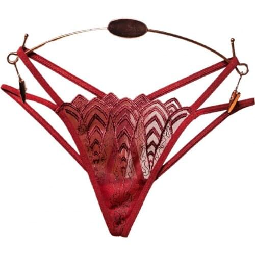 Summer Women Panties Hollow Underwear Exquisite Embroidery Sexy Nylon Hollow Lace See-through Thong Plus Size G String Thong