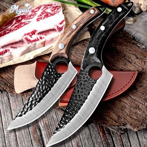 Kitchen Butcher Knife Boning Knife Handmade Cleaver Outdoor Cooking Cutter 5Cr15Mov Stainless Steel Chef Knives for Fishing Meat