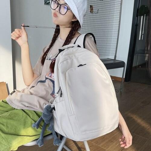 Backpack Solid Large Capacity Simple Girls Bag 2021 New Nylon Waterproof Women Travel Computer Bag Fashionable Student Back Bag