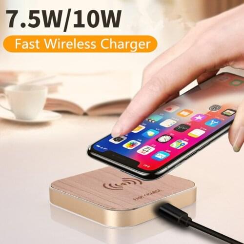 Qi Wireless Charger Wood Fast Charging Pad for iPhone XS Max XR X 8 Plus for Samsung S10 S9 Huawei Mate 20Pro Universal