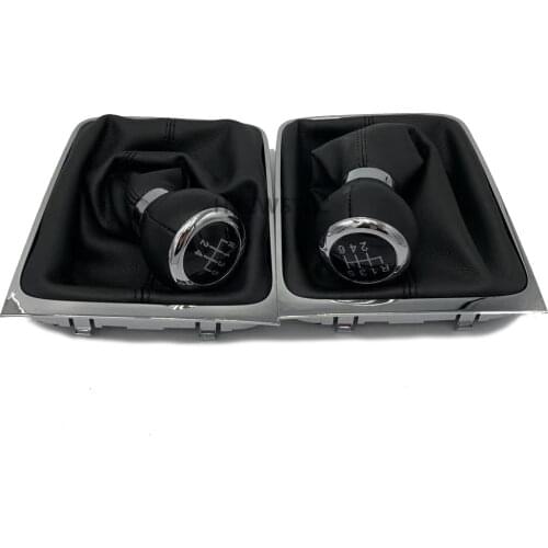 For VW Passat B6 5 6 Speed Gear Head Black Shift Knob Gear Knob Boot Gaiter Frame