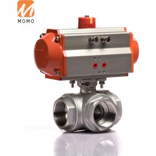 China made 2 inch stainless steel pneumatic water 3 way ball valve