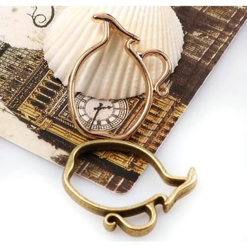Vintage Teapot Antique Metal Hollow Frame Glue Blank Connector Charms Pendant DIY Jewelry Findings Accessories