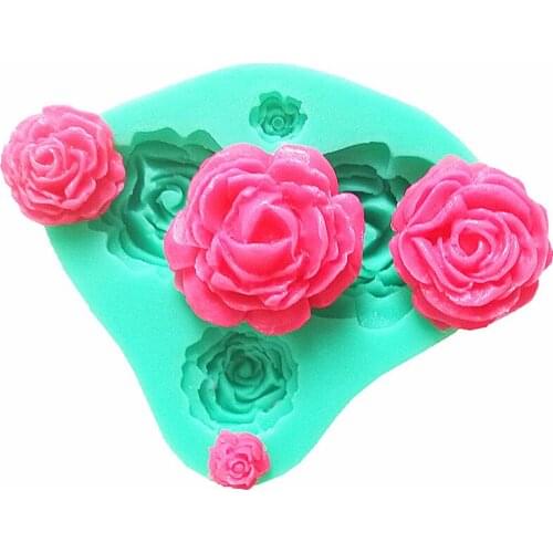High Quality 4 Roses Shaped Silicone Fondant Mould Cake Decorating Baking Tools Kitchen Accessories SQ1448