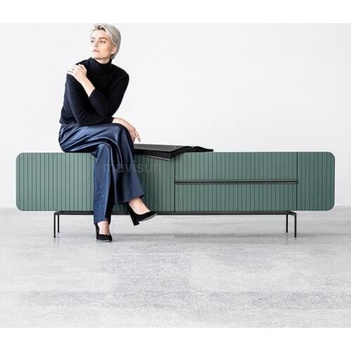 High-End TV Cabinet And Coffee Table Set Northern European Style Small Apartment Green Glass TV Table Living Room Furniture