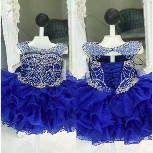 Cupcake Little Girls Pageant Dresses 2019 Royal Blue Glitz Pageant Gowns for Toddler Infant Baby Girls Real Pictures ritzee