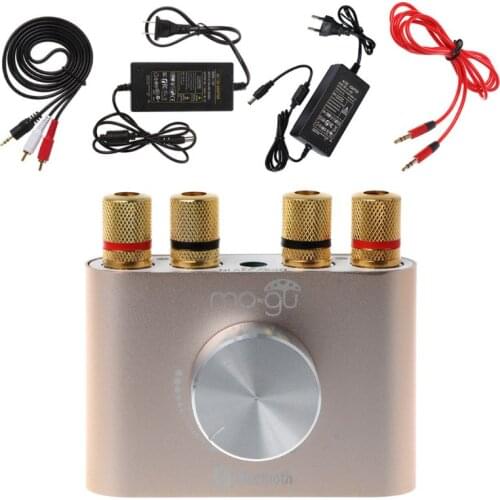 1Set 2x50W Mini Bluetooth Digital Amplifier HiFi Stereo Amp Home Power Supply Adapter Converter E56B