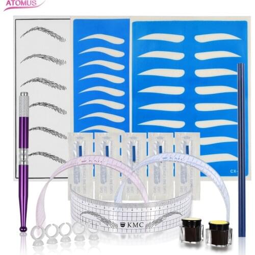 ATOMUS 1Set Pro Microblading Practice Skin Manual Pen Permanent Makeup Brow Ruler Tattoo Needle Pigment Ink Kit Set