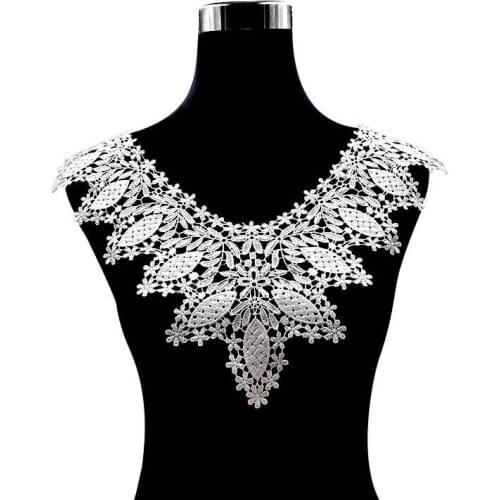 41cmX28.5cm 1Pcs Neckline Lace Fabric White Black DIY Handmade Applique Sewing On Womens Clothing Fashion Accessories