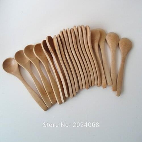 10Pcs/Set 5.1inch Wooden Spoon Ecofriendly Tableware Bamboo Scoop Coffee Honey Tea Spoon Stirrer JA55