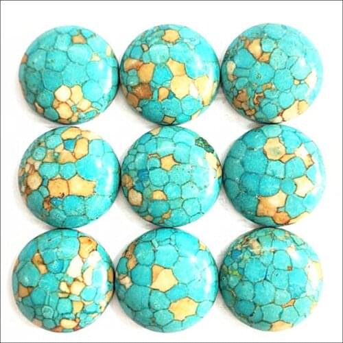 10pcs nature blue turquoisee stone CABS no holes round shape 18mm top fashion beads for diy findings and fitings