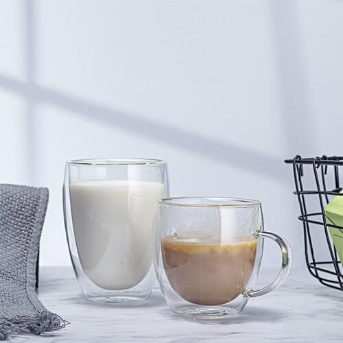 2/4/6 pcs Glass Coffee Tea Mugs For Americano Cappuccino Drinking Glasses Double Wall Heat Resistant Insulated Cups 8.5-15.2oz