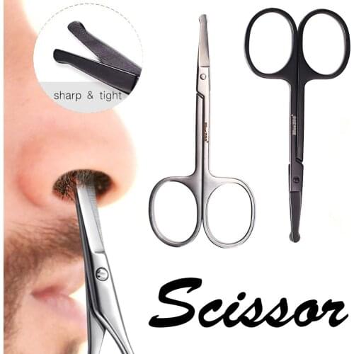2 Colors Fashion Round Nose Nose Hair Scissors Unwanted Facial Hair Beard And Eyebrows Stainless Steel Beauty Scissors