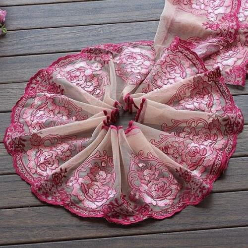 2 Yards Lace Trim Big Rose Floral Embroidered Tulle Lace 8.66 Inches Wide High Quality
