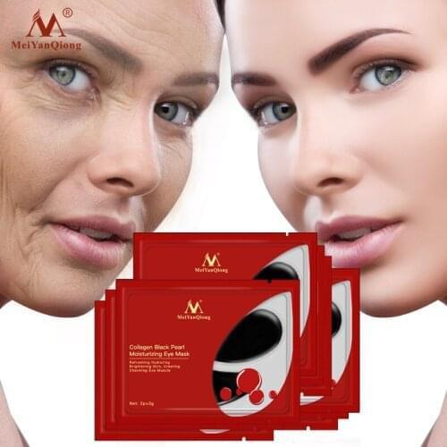 20Packs MeiYanQiong Collagen Black Pearl Gel Eye Mask Anti Wrinkle Sleep Masks Remove Dark Circle Puffiness Eye Bag Black Eye Pa