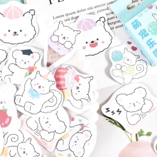 46 Pcs/set White Bear Rabbit Stickers Scrapbooking Decorative Sticker Korean Diy Diary Album Stick Label Kawaii Stationery