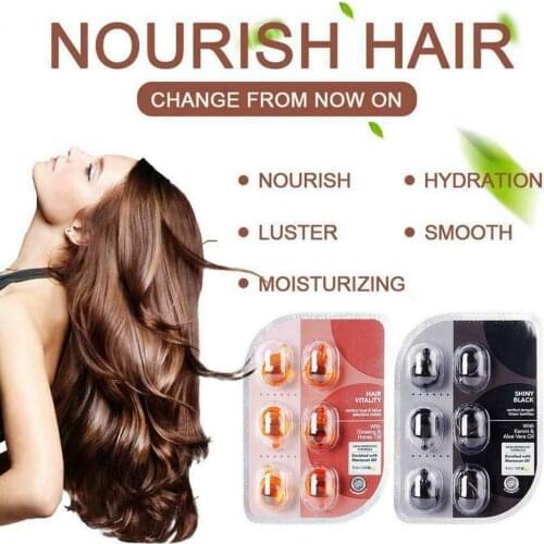 6Pcs Portable Vitamin Oil Repairing Silky Treatment for Dry Hair Care Capsule Natural Hair Growth Essence Lasting Nourishing