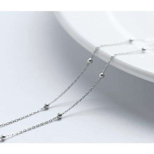 925 Sterling Silver Simple Gold Beads Chain Necklace For Women collares Delicate Clavicle Chain kolye collares collier ketting