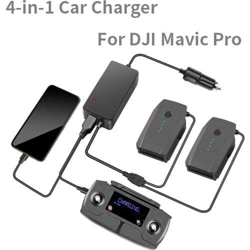 4in1 Car Charger for DJI Mavic Pro Platinum Camera Drone Battery Portable Smart Travel Charger Dual Output Charging Accessories