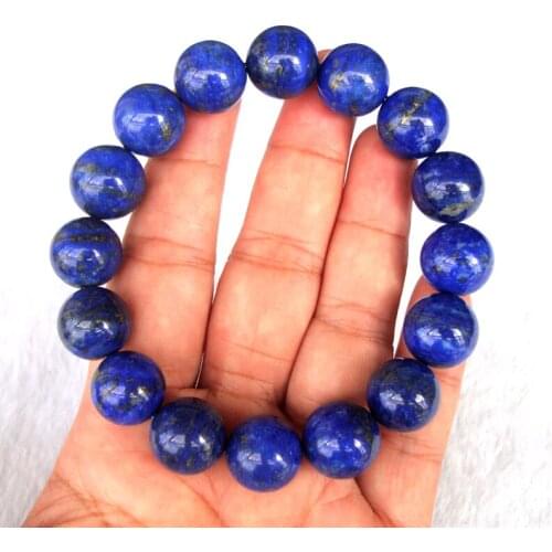 Free Shipping Natural Lapis Lazuli Round 14mm Beads Bracelet Women Man Jewelry Accessories Weddings Parties Birthday Gift