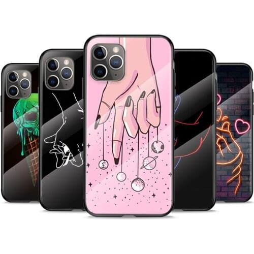 Tempered Glass Cover Line Art illustrations For Apple iPhone 12 11 8 7 6 6S XS XR SE X 2020 Pro Max Mini Plus Phone Case