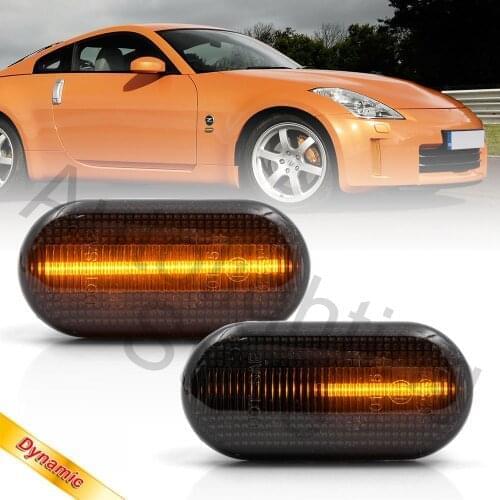 For 350Z Z33 Fairlady Z Tiida Latio C11 Frontier Navara D40 R51 2pcs Dynamic Amber Led Side Marker Light Fender Turn Signal Lamp