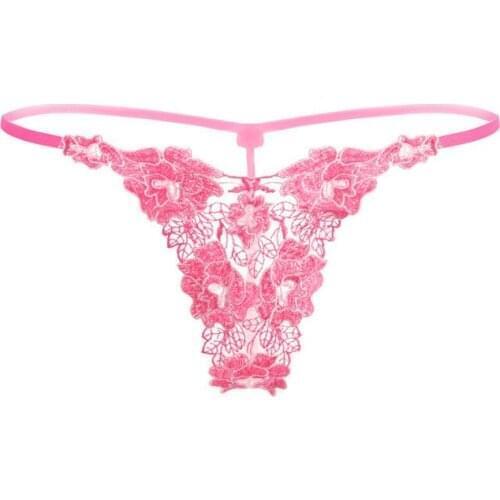 Women Girls Floral Embroidered Sexy Panties Low Waist Transparent Thin Briefs Underpants Lace Hallow Out G-string Underwear