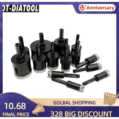 DT-DIATOOL Dry Vacuum Brazed Hexagon Shank Diamond Drill Core Bit Granite Marble Hole Saw Drill Bit Ceramic Tile Drilling Bit