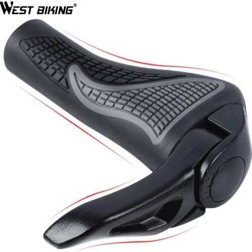 WEST BIKING Aluminum Alloy Rubber Bicycle Ergonomic Handlebar Durable Black Anti-Slip Mountain Accessories Parts Handlegrip
