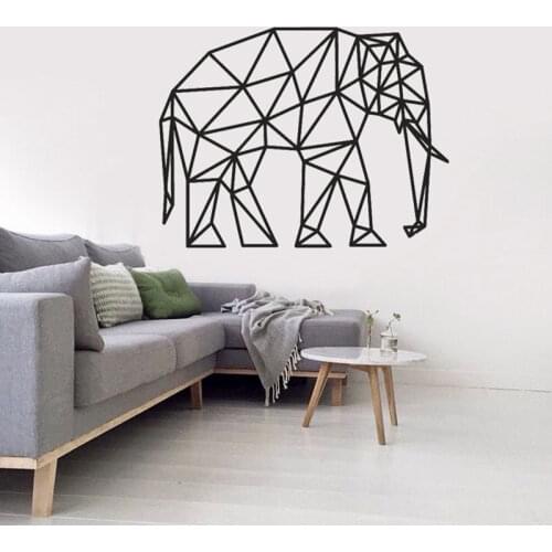 Geometric Pattern Elephant Wall Art Stickers Animal Theme Home Decoration Solid Lines Elephangt Vinyl Wall Decal Art AZ749