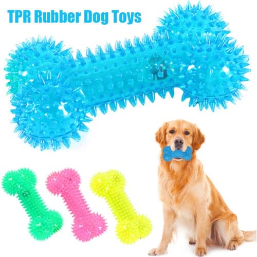 Pet Dog Cat Toy Puppy Sound Squeaky Toy TPR Rubber Chewing Funny Toy For Dogs Interactive Training Cleaning Teeth Thorn Bones