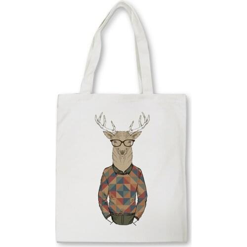 Art Fashion Reusable Shopping Shoulder Bag Women Canvas Printing Shoulder Bag Big Capacity Shopping Bag Casual Tote Bolsa Femin