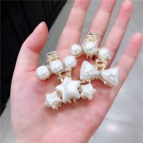 Delicated Mini Pearl Rhinestone Hair Claws Women Sweet All Match Hairpin New Street Party Hair Accessories Hair Clips Headwear