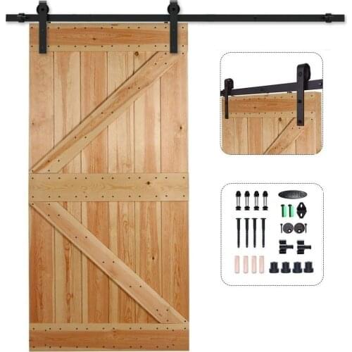 HACCER 4-16FT Classic Style Sliding Door Hardware Kit Wood Door Hardware Kit Black J-Shaped Hangers for Single Door