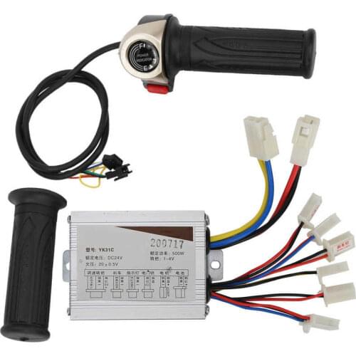 24V 500W Brush Controller with LCD Display Electric Bicycle Controller Handlebar Electric Quantity Throttle Handle Universal Kit