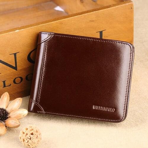 Mens Retro short wallet leather fashion card holder horizontal multi-function Coin Purse
