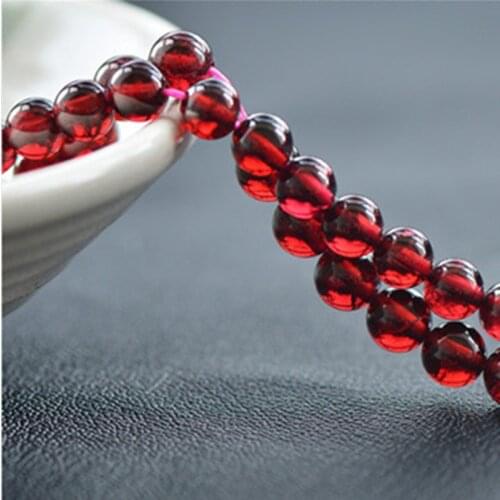 Joanlyn Grade AAA Natural Garnet Beads 4mm-7mm Fiery Cherry Red NOT Dyed Smooth Polished Round 15.4 Inch Strand GA03